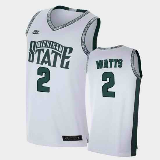 Men Michigan State Spartans Rocket Watts Retro Limited White College Basketball Jersey